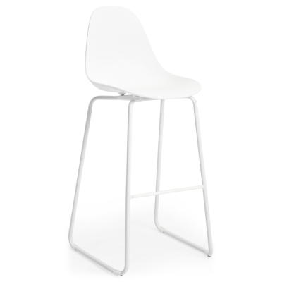 Pagino barstoel in wit aluminium en wit kunststof
