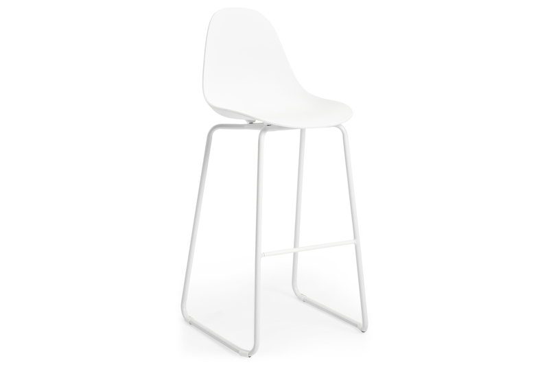 Pagino barstoel in wit aluminium en wit kunststof