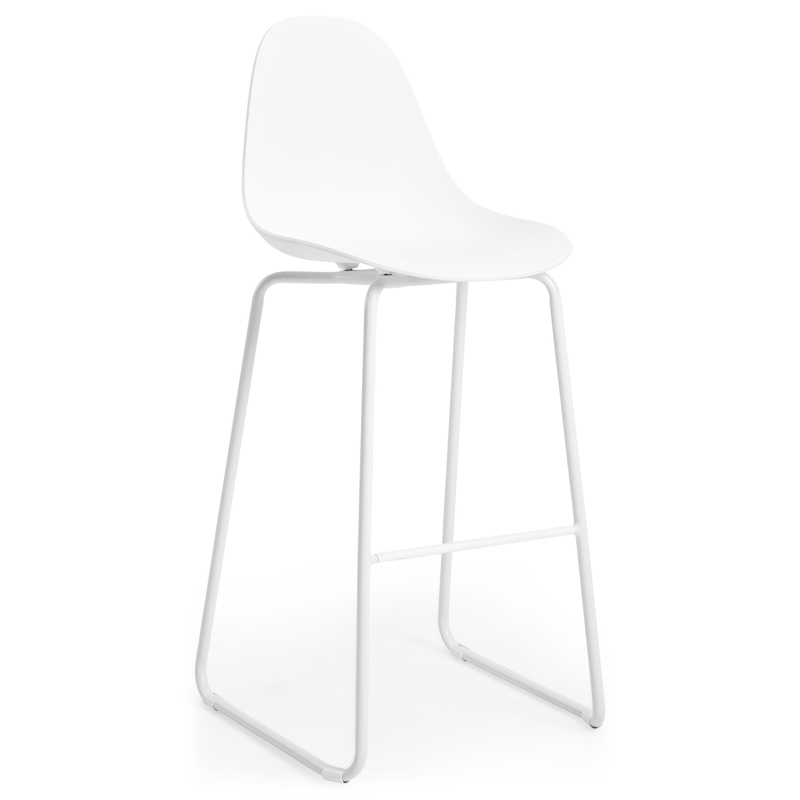 Chaise de bar Pagino in aluminium blanc et matière synthétique blanc