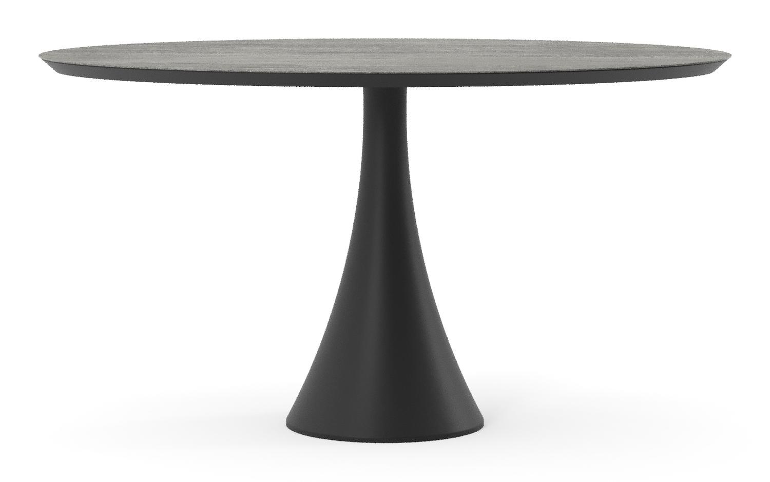 Fano tuintafel ovaal in zwart aluminium en volkeramiek Aspen Grey - L 140 x B 80 x H 74.5 cm