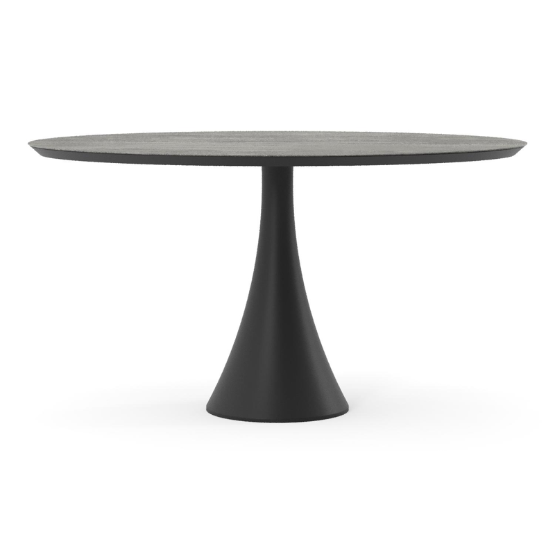 Fano tuintafel ovaal in zwart aluminium en volkeramiek Aspen Grey - L 140 x B 80 x H 74.5 cm