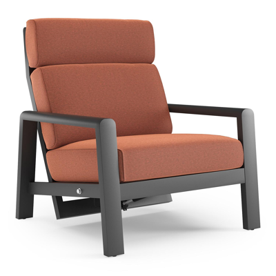 Cosenzo loungestoel in zwart aluminium met heritage rust all weather sunbrella® luxe kussen