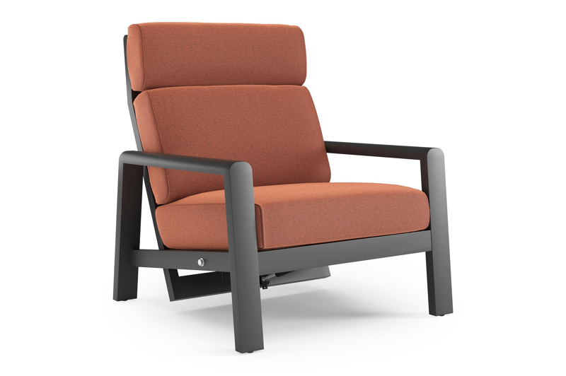 Cosenzo loungestoel in zwart aluminium met heritage rust all weather sunbrella® luxe kussen