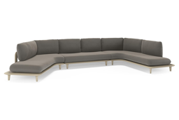 Boogvormige chaise longue rechts + 2-zit + chaise longue