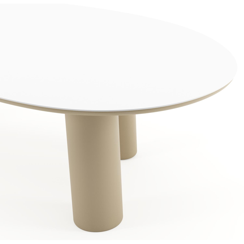 Amico tuintafel mango in beige aluminium en volkeramiek Arctic White - L 260 x B 130 x H 73.5 cm