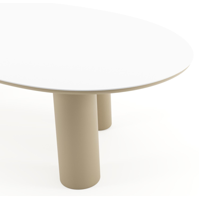 Amico tuintafel mango in beige aluminium en volkeramiek Arctic White - L 260 x B 130 x H 73.5 cm