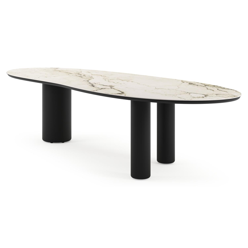 Table de jardin Amico organique en aluminium noir et céramique pleine Colorado Dunes - Lg. 320 x Lrg. 120 x Haut. 73.5 cm