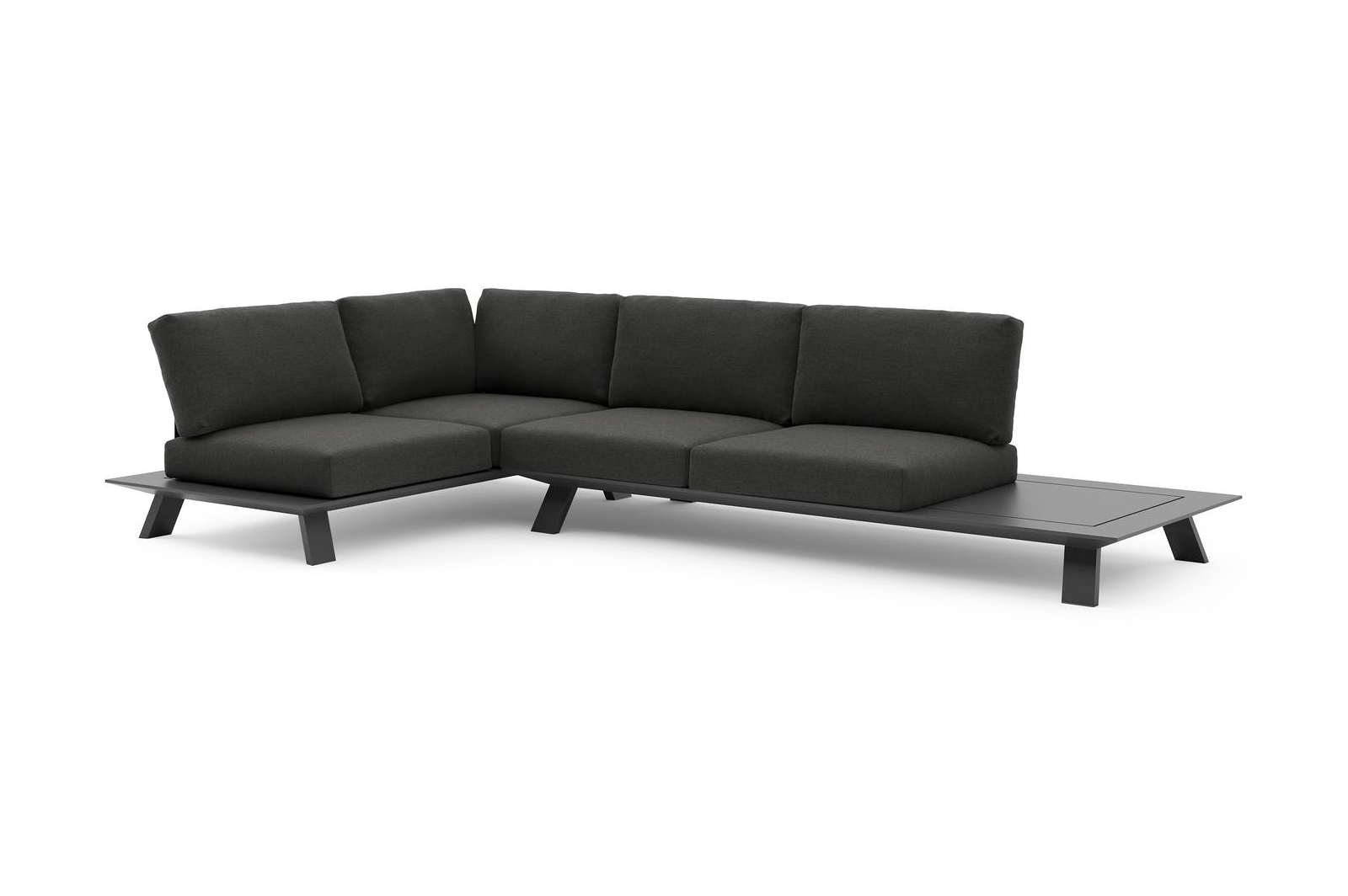 Cesano loungehoek in zwart aluminium met chartres sooty all weather Sunbrella® luxe kussen