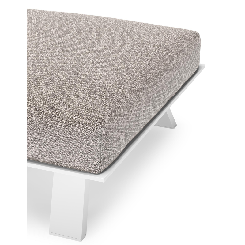 Cesano poef in wit aluminium met wander granite all weather Sunbrella® luxe kussen