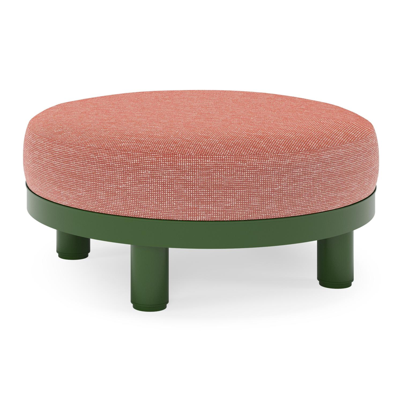 Donato lounge poef in groen aluminium met all weather sunbrella® luxe Slow Alezan kussen