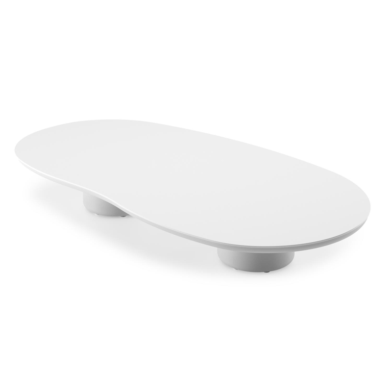 Amico loungetafel organisch in wit aluminium en volkeramiek Arctic White - L 170 x B 91 x H 25 cm