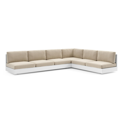 Salon de jardin d'angle Como en aluminium blanc et coussins en all weather cosytica althea chalk