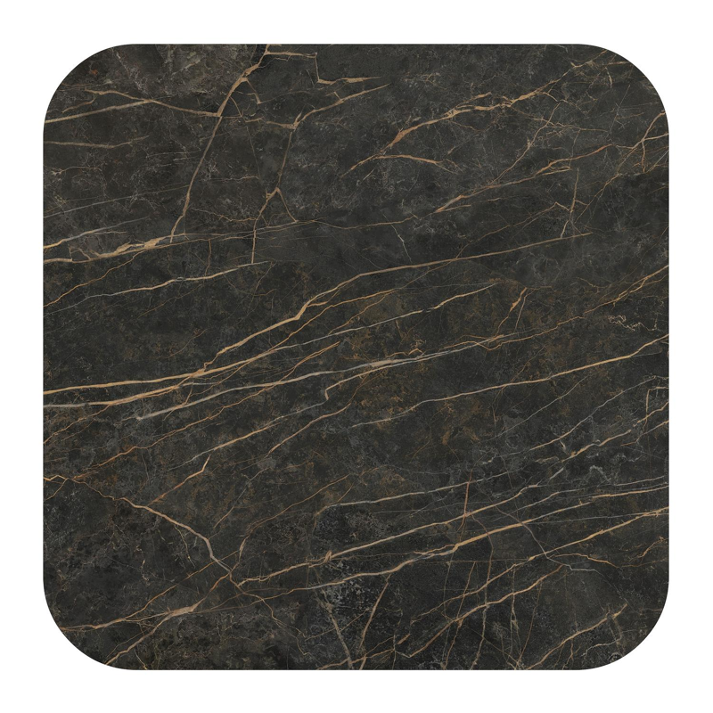 Donato tuintafel vierkant afgerond in zwart aluminium en volkeramiek black obsession - L 148 x B 148 x H 75 cm