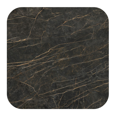 Table de jardin Donato carré arrondi en aluminium noir et céramique pleine black obsession - Lg. 148 x Lrg. 148 x Haut. 75 cm