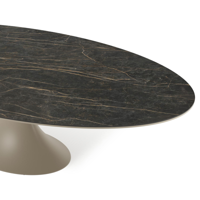 Fano tuintafel ovaal in beige aluminium en volkeramiek Black Obsession - L 290 x B 148 x H 75 cm