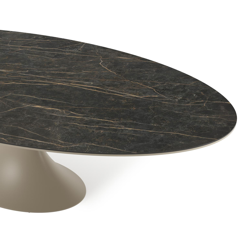 Fano tuintafel ovaal in beige aluminium en volkeramiek Black Obsession - L 290 x B 148 x H 75 cm
