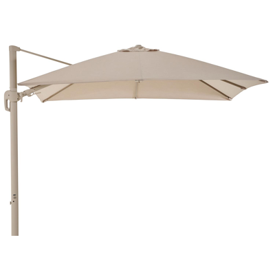 Rufina zweefparasol met tiltfunctie in beige aluminium met beige all weather sunbrella® premium parasoldoek - L1 300 x L2 300 cm (zonder voet)