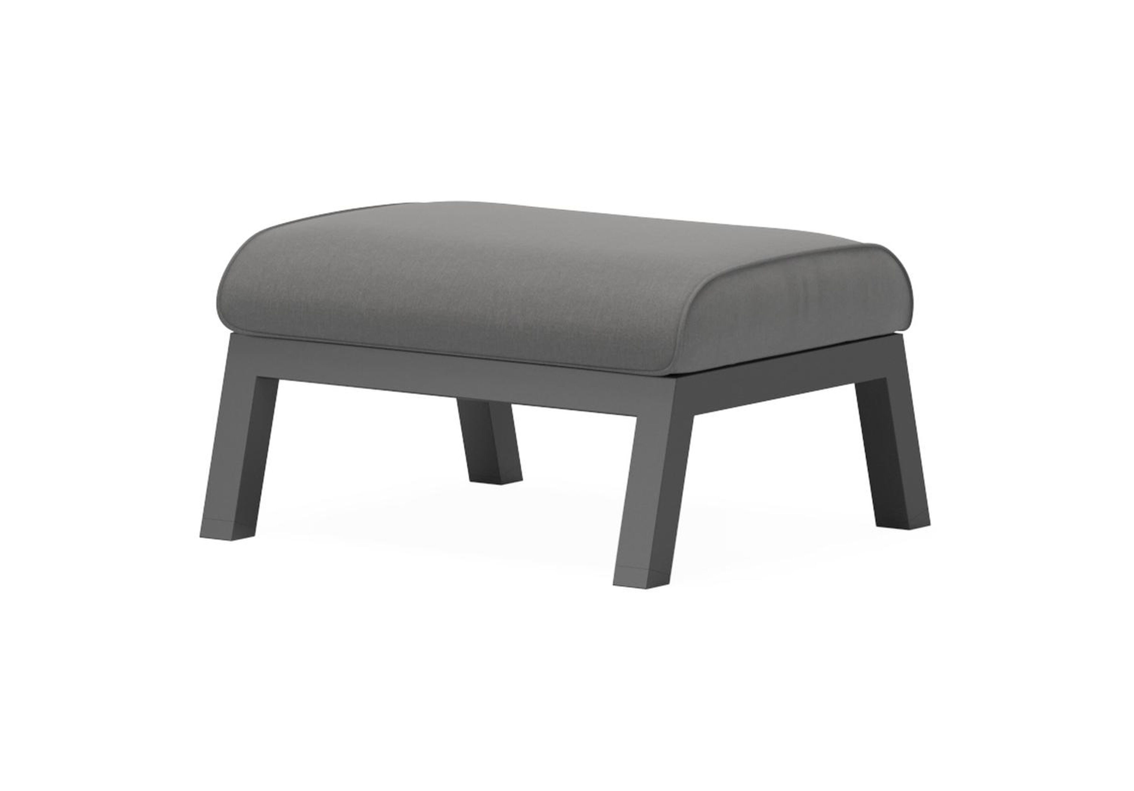 Zen'so poef in zwart aluminium met natte charcoal chine all weather sunbrella® luxe kussen