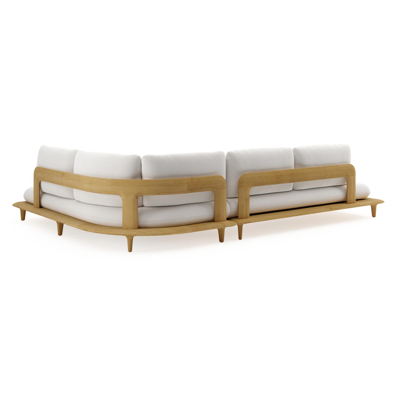 Bomero loungehoek in teak met soul optik all weather solica kussen