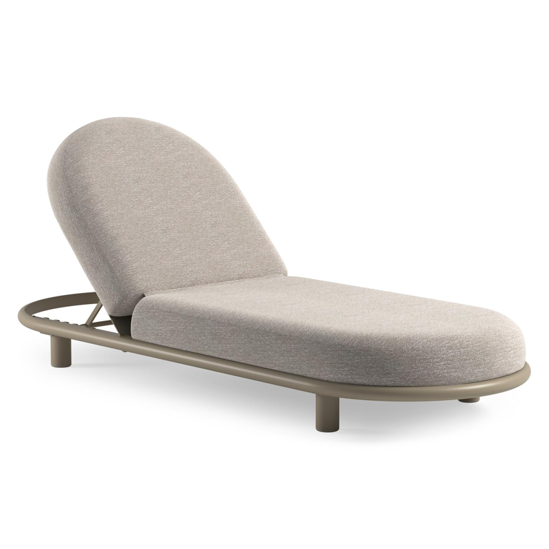 Lomano verstelbaar ligbed in beige aluminium met tundra sand all weather sunbrella® luxe