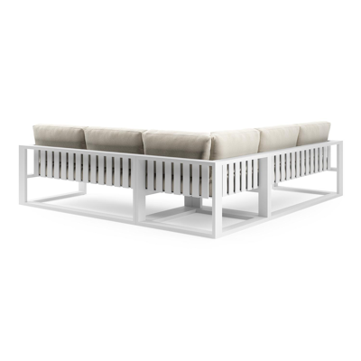 Verato loungehoek in wit aluminium met althea off white all weather cosytica kussen