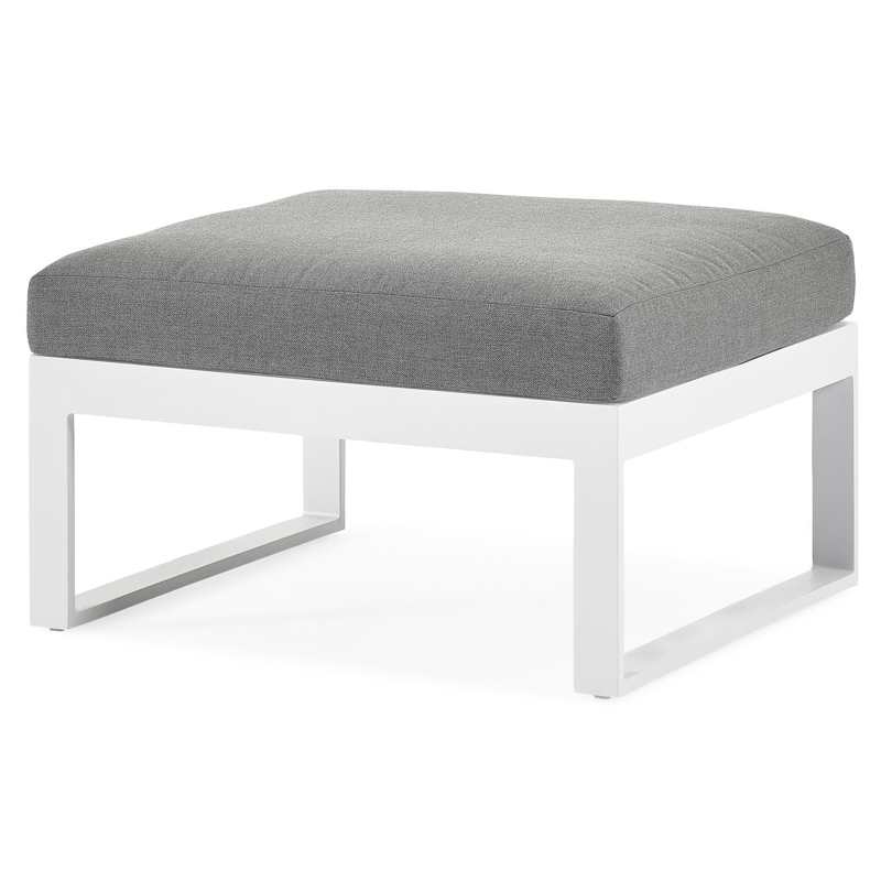 Caldela lounge poef in wit aluminium met grijs polyester kussen