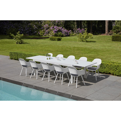 Calobra verlengbare tuintafel in wit aluminium en glas wit - L 220/330 x B 107 x H 75 cm
