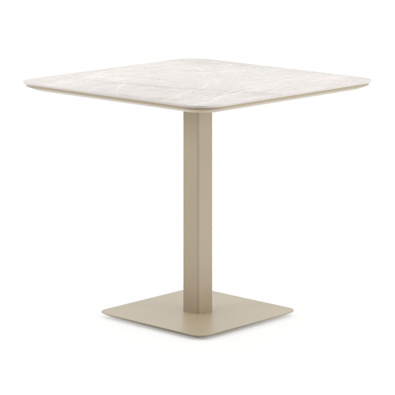 Fano tuintafel afgerond vierkant in beige aluminium en volkeramiek Taj Mahal - L 80 x B 80 x H 72.5 cm