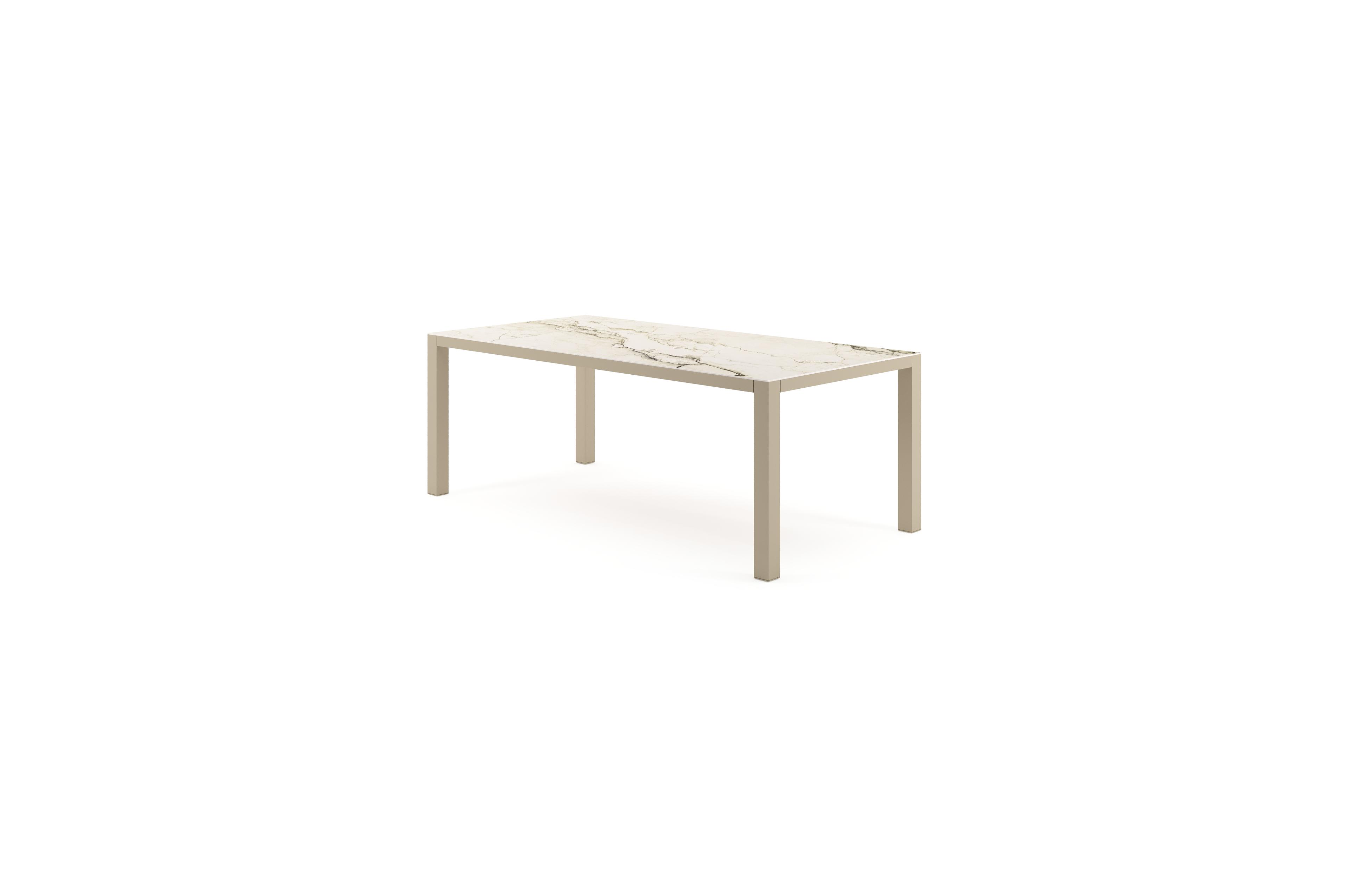 Como tuintafel rechthoekig in beige aluminium en volkeramiek Colorado Dunes - L 200 x B 100 x H 73 cm