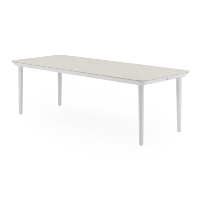 Table de jardin Orso en aluminium blanc et céramique pleine shilin - Lg 240 x Larg. 100 x H 75,5 cm