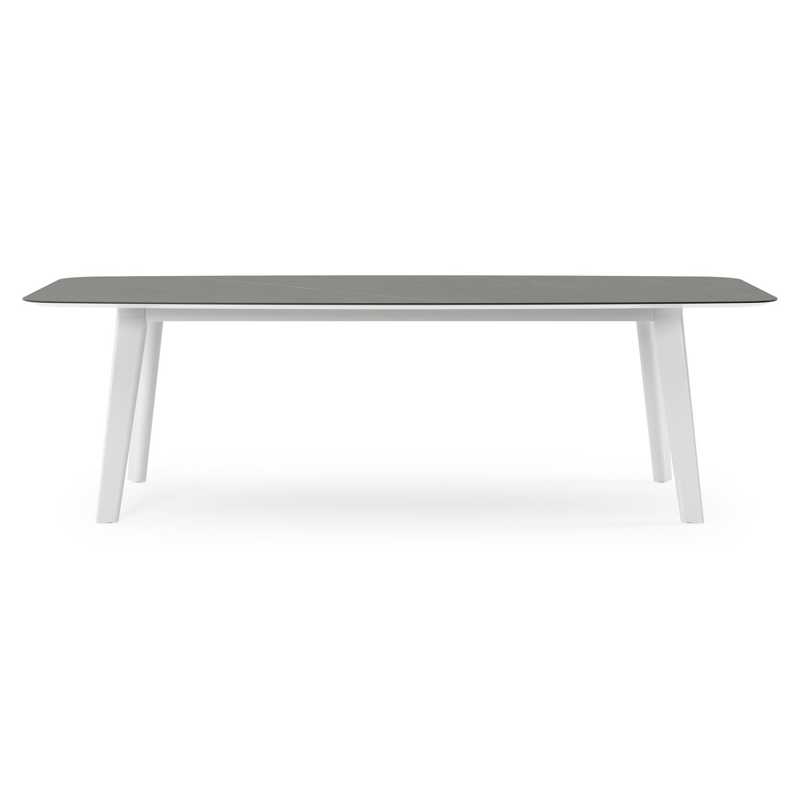 Lacrima tuintafel bootvorm in wit aluminium en volkeramiek Calatorao - L 255 x B 115 x H 73 cm