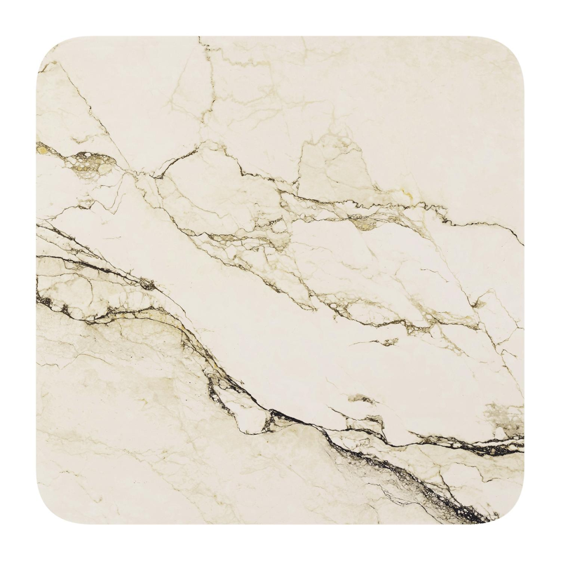 Fano kantelbare tuintafel vierkant afgerond in wit aluminium en volkeramiek colorado dunes - L 80 x B 80 x H 72.5 cm