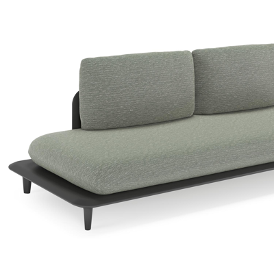 Bomero loungehoek in zwart aluminium met slow fern all weather sunbrella® luxe kussen