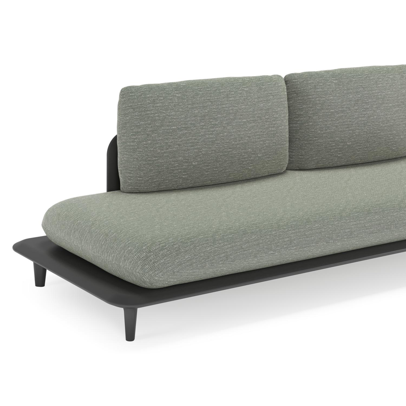 Bomero loungehoek in zwart aluminium met slow fern all weather sunbrella® luxe kussen