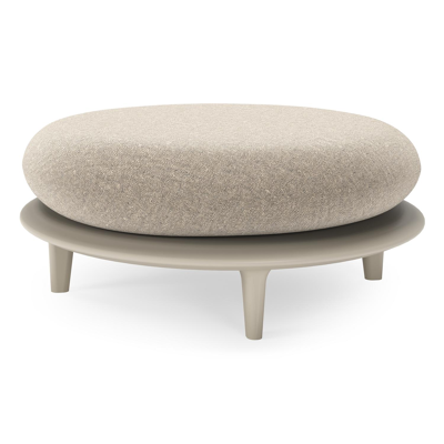 Bomero poef in beige aluminium met chartres pewter all weather sunbrella® luxe kussen