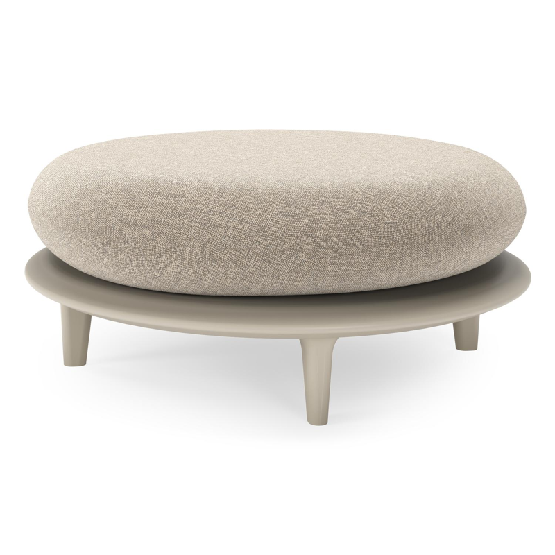 Bomero poef in beige aluminium met chartres pewter all weather sunbrella® luxe kussen