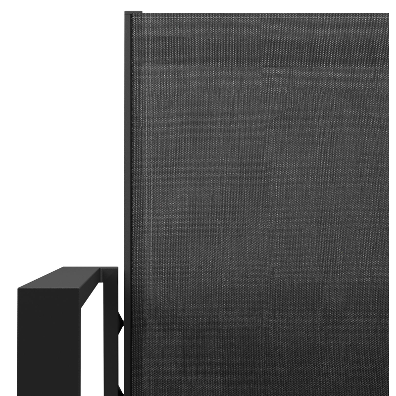 Tora tuinset rond in zwart aluminium en sintered stone zwart met 4 Bahia tuinstoelen