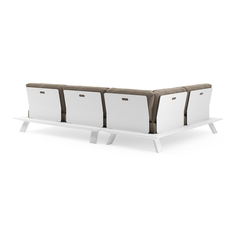 Cesano loungehoek in wit aluminium met natte heather grey all weather Sunbrella® luxe kussen