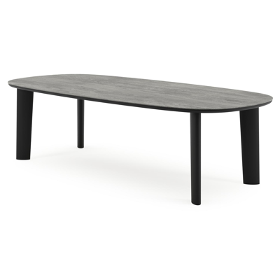 Amico tuintafel bombo in zwart aluminium en volkeramiek Aspen Grey - L 270 x B 125 x H 73.5 cm