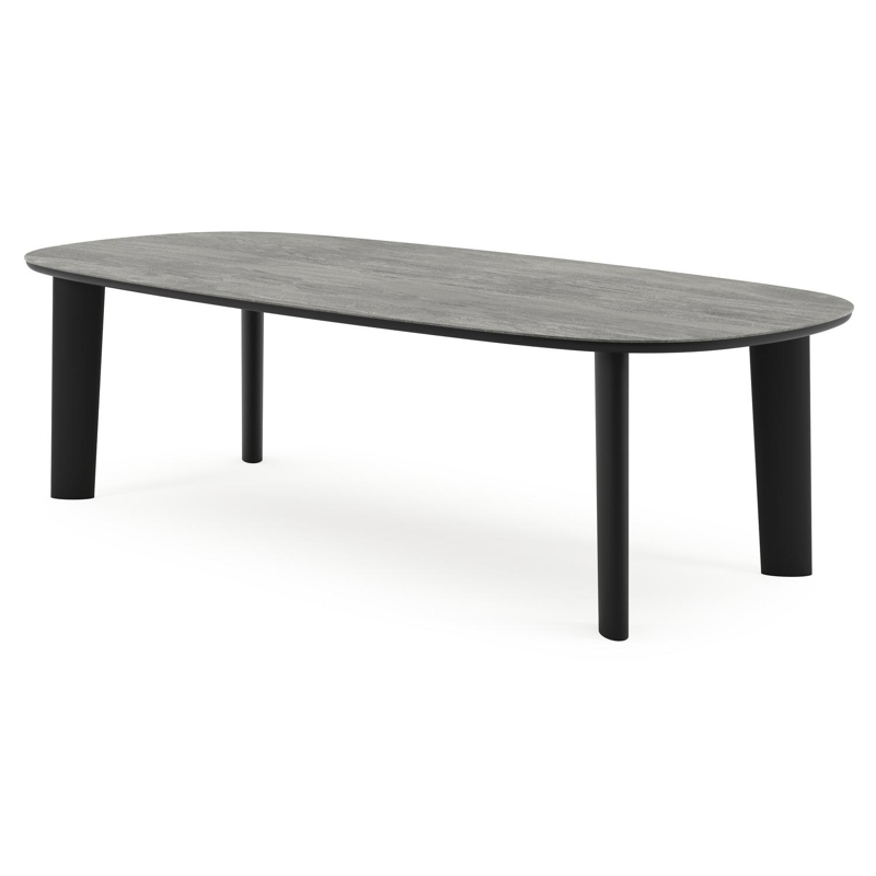 Amico tuintafel bombo in zwart aluminium en volkeramiek Aspen Grey - L 270 x B 125 x H 73.5 cm