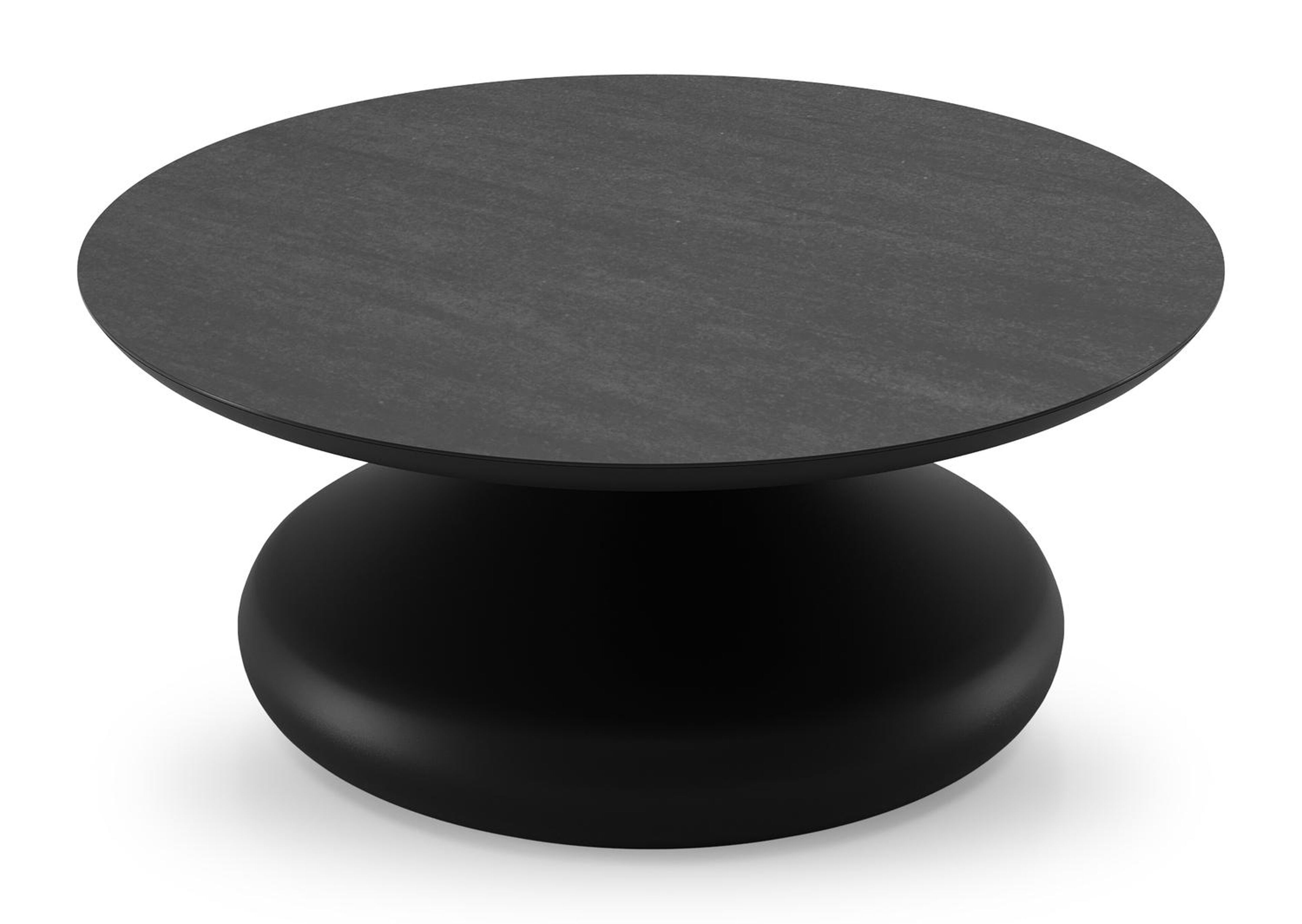 Bomero loungetafel rond in zwart aluminium en volkeramiek Basalt Black - Dia. 84 x H 32.2 cm