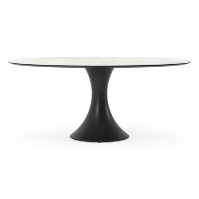 Fano tuintafel ovaal in zwart aluminium en volkeramiek Rapolano L 180 x B 110 cm