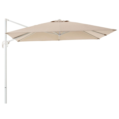 Calpe zweefparasol in wit aluminium met beige weather+ softtouch parasoldoek - L1 270 x L2 270 cm (zonder voet)