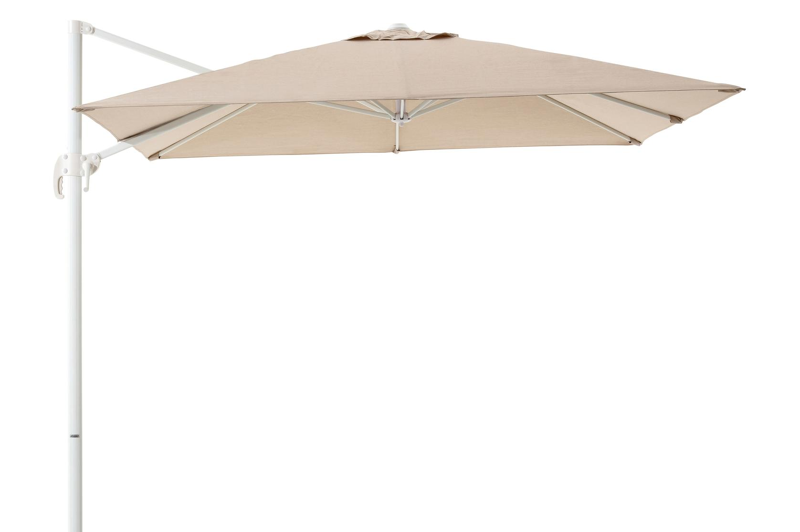 Calpe zweefparasol in wit aluminium met beige weather+ softtouch parasoldoek - L1 270 x L2 270 cm (zonder voet)
