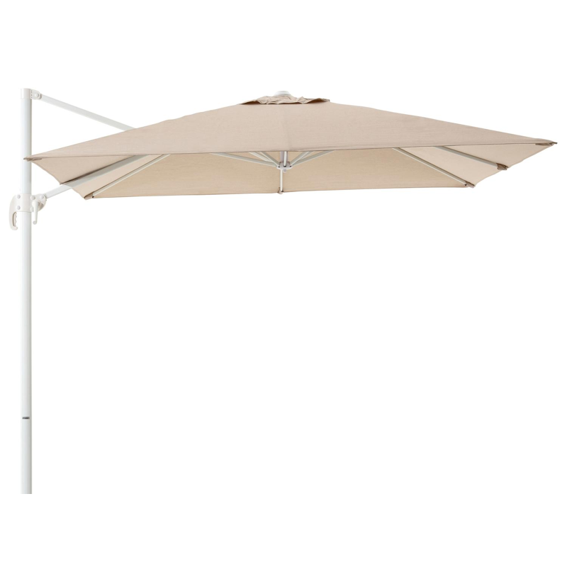 Calpe zweefparasol in wit aluminium met beige weather+ softtouch parasoldoek - L1 270 x L2 270 cm (zonder voet)