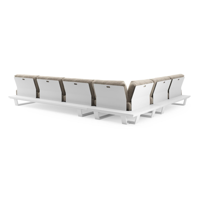 Pagino loungehoek in wit aluminium met chartres pewter all weather sunbrella® luxe kussen