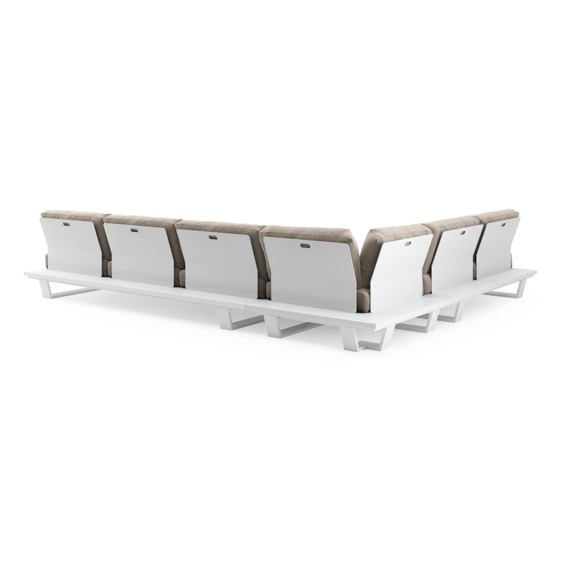 Pagino loungehoek in wit aluminium met chartres pewter all weather sunbrella® luxe kussen