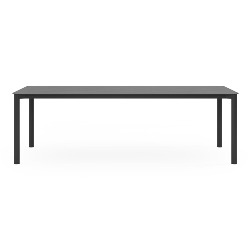 Lugano tuintafel rechthoekig afgerond in zwart aluminium en volkeramiek basalt black - L 240 x B 100 x H 75 cm