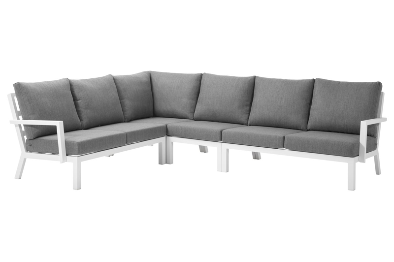 Alcudia loungehoek in wit aluminium met grijs polyester kussen