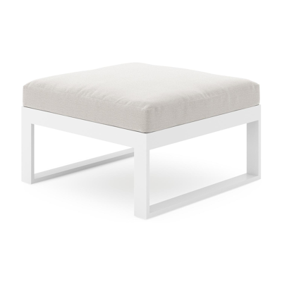 Caldela poef in wit aluminium met beige weather+ softtouch kussen